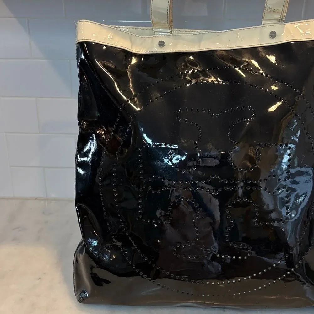 Tory Burch Bag Purse Handbag Tote Logo Patent Leather XL Designer Bag